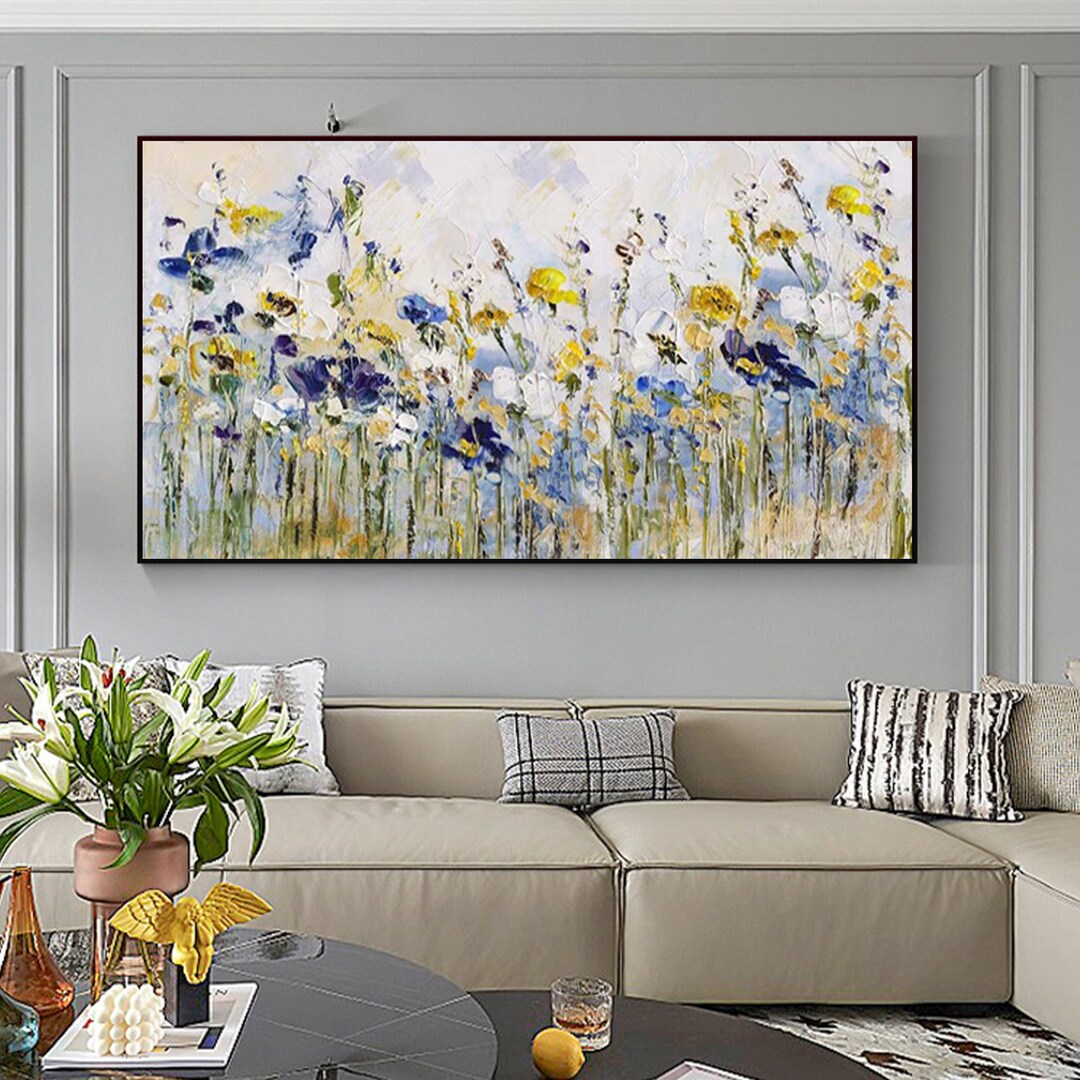 Large Original Textured Colorful Flower Oil Painting on - Etsy