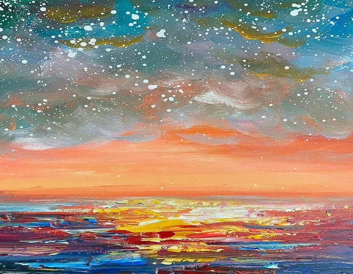 Large Starry Sky Oil Painting on Canvas Original Fantasy Art Etsy