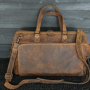 LUXE Leather Luggage Leather Western Style Travel Bag Weekender Bag Carry On Bag Leather Duffle Bag Woman&#39;s or Men&#39;s Luggage Luxury Leather