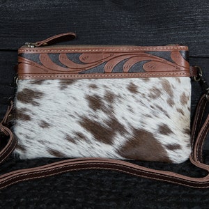 Leather Wristlet Shoulder Crossbody Purse Western Boho Cowhide Wristlet FREE SHIPPING