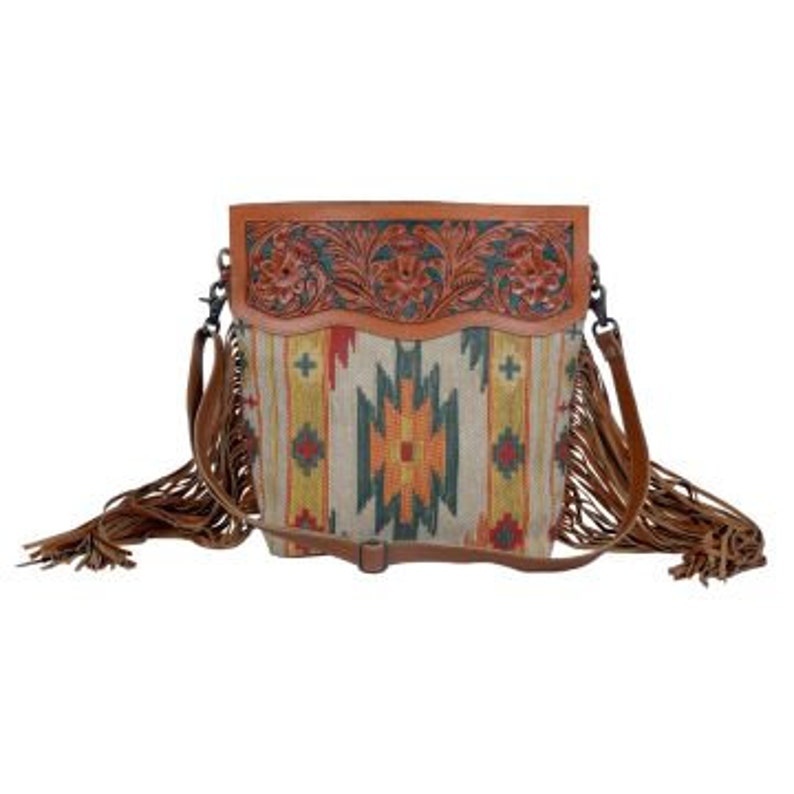 Genuine Leather Western Saddle Blanket Tassel Bag Western Etsy