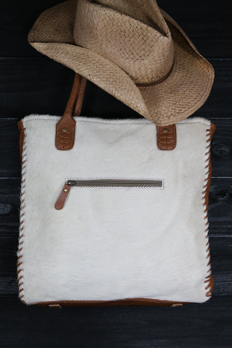 Large Western Tote Bag, Authentic Cowhide Purse, Cowhide Bag, Western