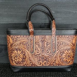 Bolso de mano de cuero hecho a mano / Bolso estilo western / Bolso bandolera de cuero / Cartera de cuero / Bolso estilo western / Bolso tote hecho a mano