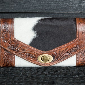 Cartera de cuero hecha a mano / Cartera estilo western / Cartera estilo western / Cartera de cuero de vaca Myra Advent Hairon ENVÍO GRATIS
