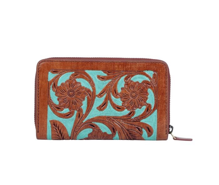 【LE MASQUE】Nova tassel zipper western card wallet Leather Zip Wallet | Western Leather Clutch | Hand-tooled
