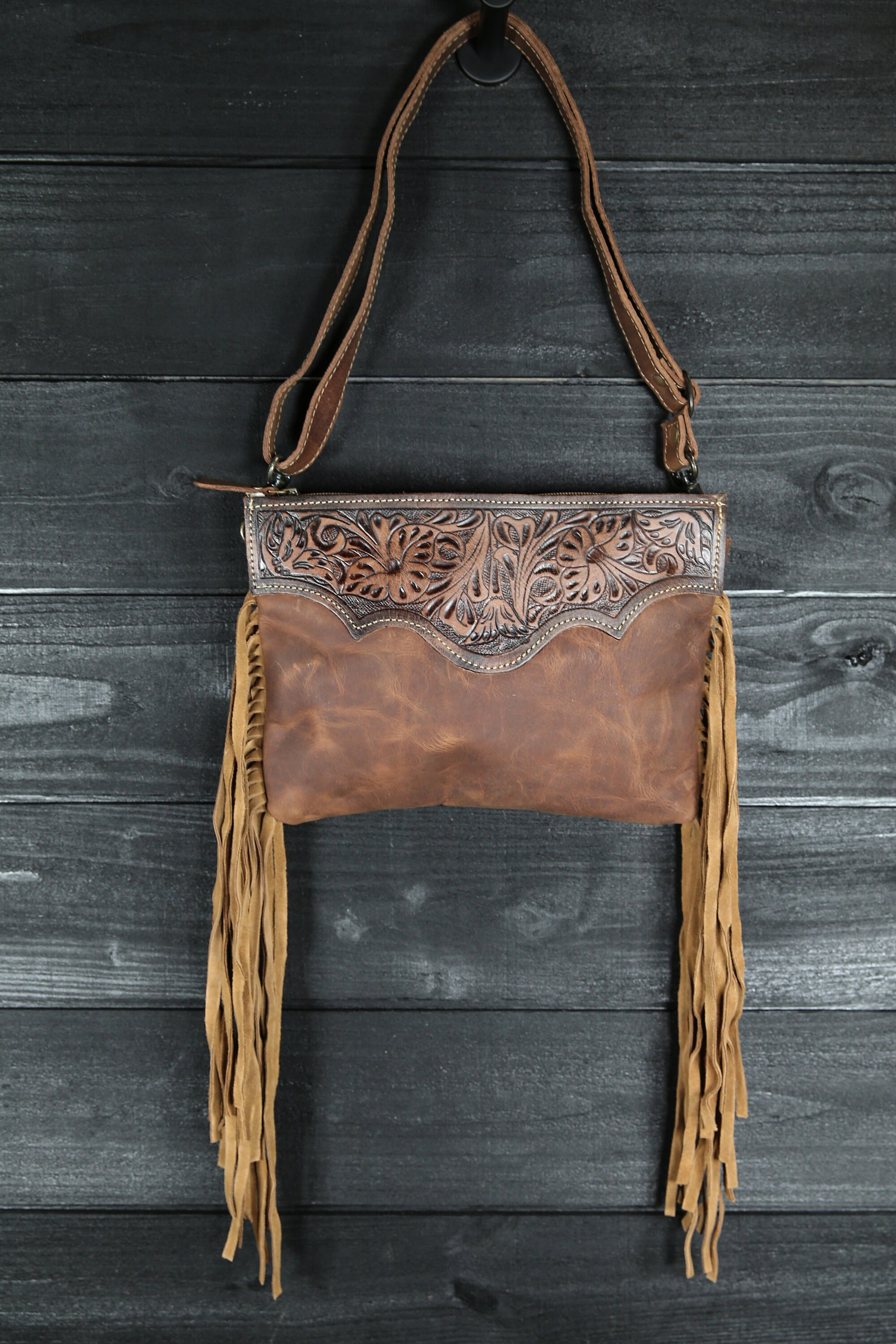 Hand Tooled Leather Crossbody Purse Western Leather Bag Etsy
