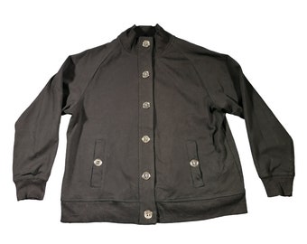Alia Jacket Black Size Medium Petite Vintage 90s Button Up Made In Cambodia