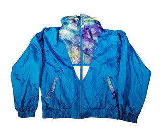 Winterset Shell Jacket Kids Age 12 Blue Purple Windbreaker Vintage 90s Unisex