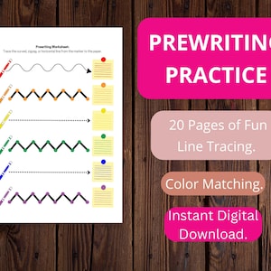 Prewriting Worksheets, Line Tracing, Color Matching, Preschool Prewriting, Tracing Worksheet, Printable Preschool Activities.