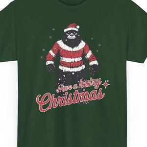 Emo Christmas Bigfoot &quot;Have A Hairy Christmas&quot; T-Shirt, Funny Holiday Tee, Sasquatch Lover Gift, Unique Christmas Shirt