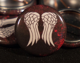 Daryl Dixon Wings Walking Dead 1" Pinback Button, TV Show Fan Gift, 1 Inch Badge