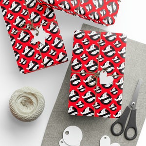 Ghostbusters Red Jacket Black Logo Wrapping Paper, Movie-Inspired Gift Wrap, Unique Holiday Paper