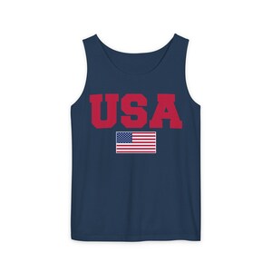 USA Flag Tank Top, Patriotic Tank, American Flag Shirt, Unisex Sleeveless Tee, Red White Blue Tank, Fourth of July Clothing