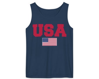 USA Flag Tank Top, Patriotic Tank, American Flag Shirt, Unisex Sleeveless Tee, Red White Blue Tank, Fourth of July Clothing