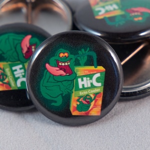 Ghostbusters Ecto-Cooler 1&quot; Pinback Button, Slimer Design, Retro 80s Badge, Movie Memorabilia, Fan Merch, Collectible Gift