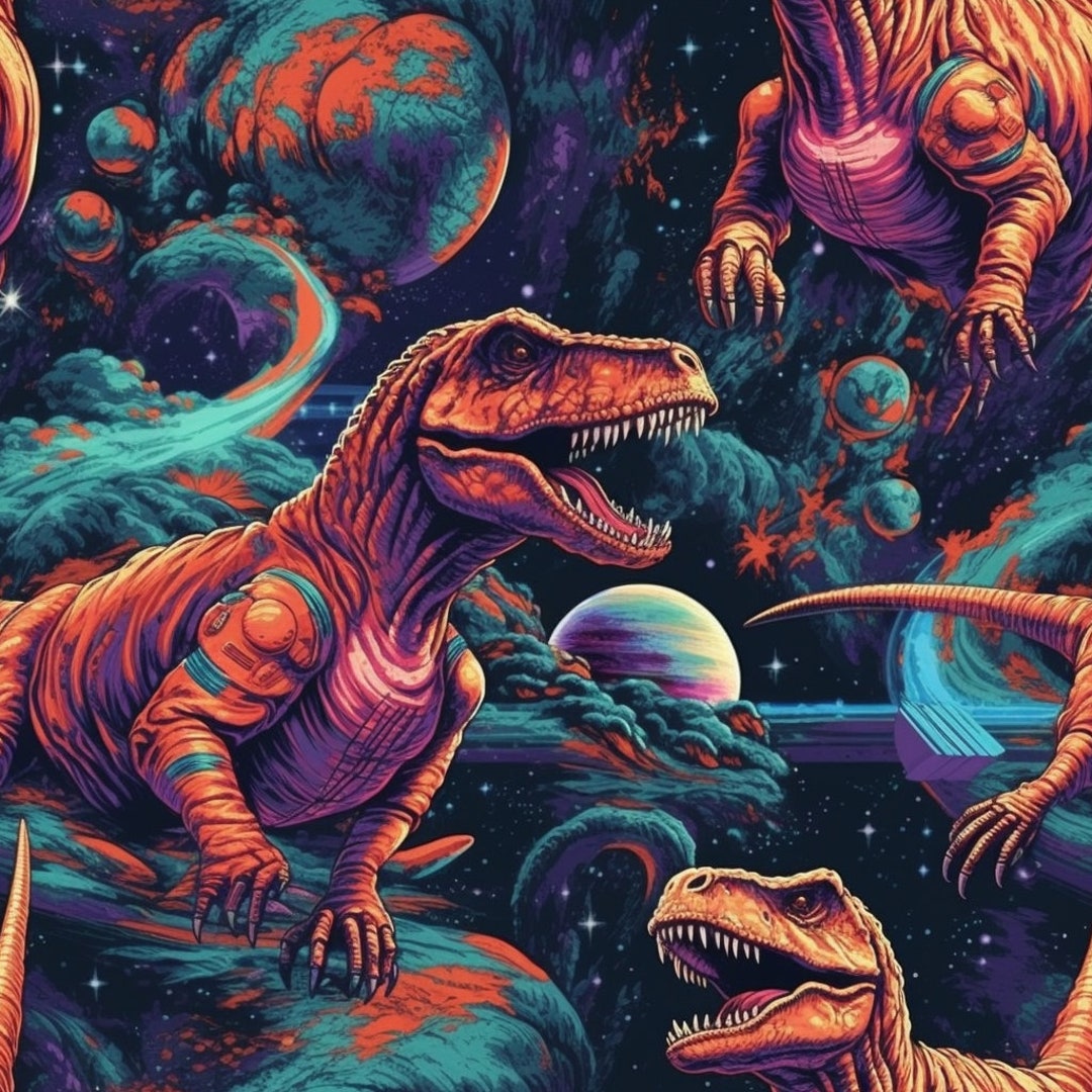 Dinosaurs in Space | Digital Pattern Image - Etsy