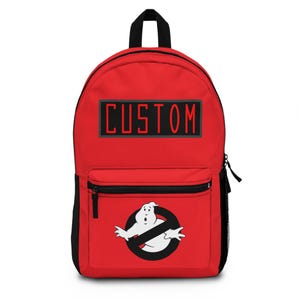 Ghostbusters Red & Black Logo personalisierter Rucksack, Namen Tasche, Schulrucksack, Kindertasche, Ghostbusters Fan Geschenk