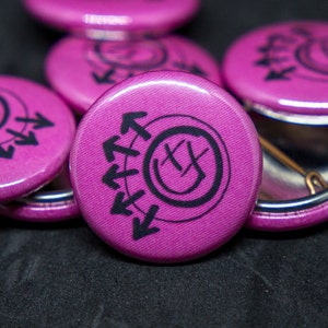 Blink 182 One More Time Pink Logo Button, 1&quot; Pinback, Pop Punk Fan Gift, Collectible Band Badge, Concert Merch Pin