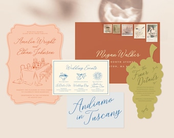 Tuscany Wedding Invitation Suite: Italian Theme (Digital Download)