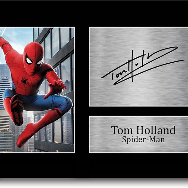 Tom Holland Regalo firmado A4 Impreso autógrafo Spider-Man Spiderman Regalos Spider Man Imprimir foto imagen mostrar color Nombre