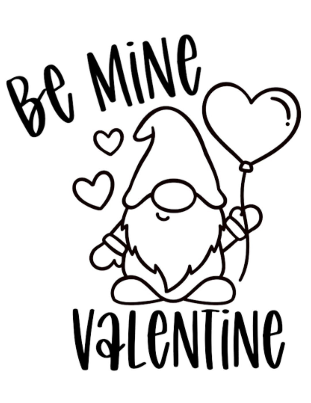 Valentine Gnome Coloring Page Etsy