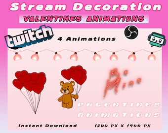 Valentines Day ~ Animated Stream Decoration Package ~ Twitch / StreamLabs / YouTube / OBS Overlay