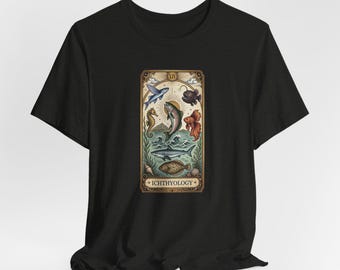 Ichthyology Fish Tarot Card T-Shirt | marine life, vintage tarot style