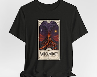 Volcanology Tarot Card Graphic Tee | Eruption Illustration T-Shirt