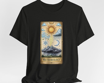 Meteorology Tarot Card Tee | Sun Moon Clouds Rain Snow Graphic Shirt