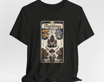 Mycology Mushroom Tarot Card T-Shirt | Botanical Fungi Art Tee