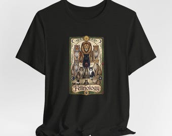 Felinology Tarot Card Cat Illustration Tee | Cat Science Shirt