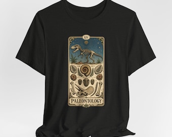 Paleontology Tarot Card tee | Dinosaur Skeleton Illustration Tee