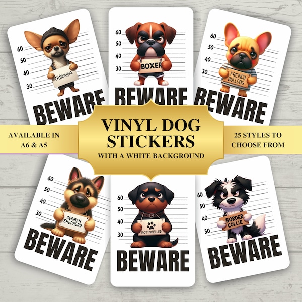 Vinyl decal sticker dog pet sign window door warning sign funny beware