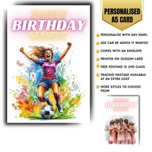 Carte de voeux personnalisée pour carte d'anniversaire de football nommée Card