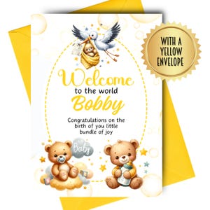 Cartão de bebê personalizado recém-nascido recém-chegado parabéns