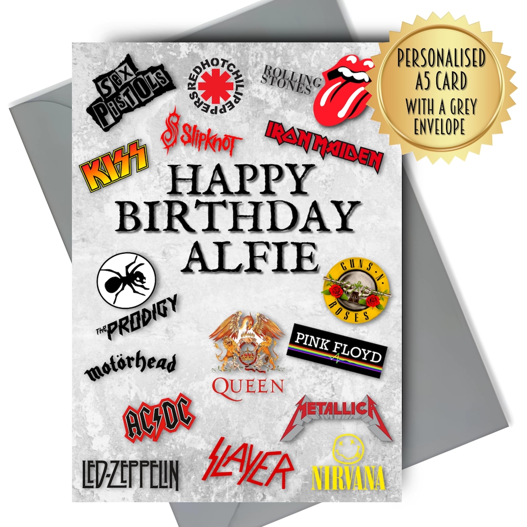 Personalised Birthday Card Age Card Music Rock N Roll 70s Bands - Etsy