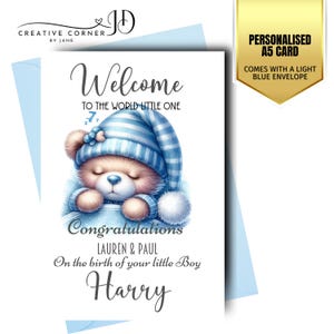 Cartão de bebê personalizado recém-nascido recém-chegado parabéns