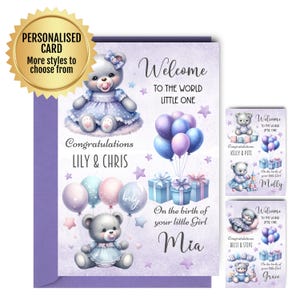 Carte de voeux personnalisée pour nouveau-né, nouvelle naissance, félicitations, bienvenue l