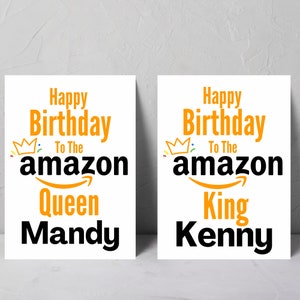 Biglietto di auguri di compleanno umoristico divertente personalizzato Amazon queen king shopper biglietto di auguri