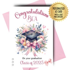 Carte de remise des diplômes personnalisée félicitations bravo, examens de fin d'études réussis