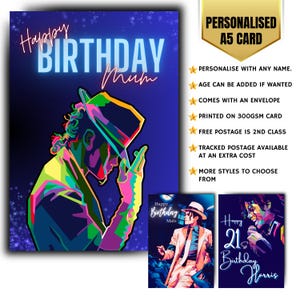 Cartão de aniversário personalizado idade cartão música rock n roll anos 80