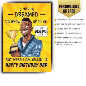Cartão de aniversário do pai, engraçado, humor, cartão legal para o pai