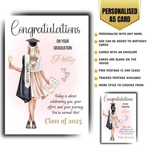 Graduation personnalisée uni classe de carte de voeux nom de fin d'études