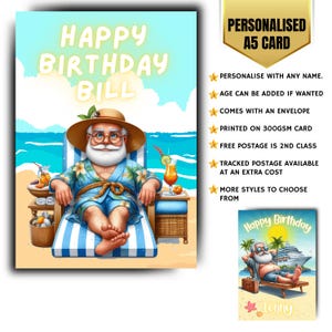 Tarjeta de cumpleaños personalizada para hombre con nombre divertido y personalizado