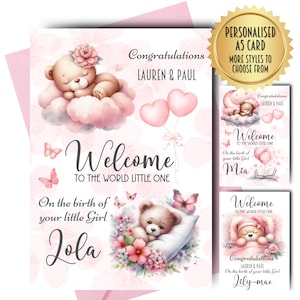 Carte de voeux personnalisée pour nouveau-né, nouvelle naissance, félicitations, bienvenue l