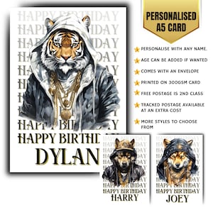 Carte d'anniversaire homme personnalisée gang hip rock adolescent