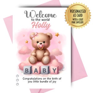 Carte de voeux personnalisée pour nouveau-né, nouvelle naissance, félicitations, bienvenue