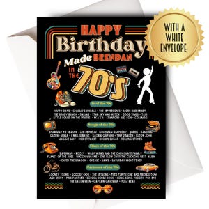 Carte d'anniversaire personnalisée des années 70, décennies groovy rétro
