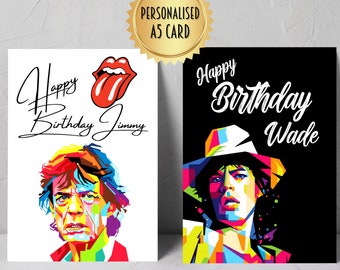 Personalised rock band birthday card age card music rock n roll 70s stones