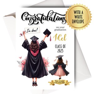 Carte de remise des diplômes personnalisée félicitations bravo, examens de fin d'études réussis